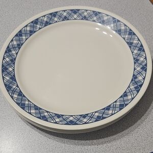 6 Corelle Blue Plaid Dinner Plates